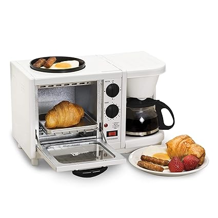 Elite Cuisine EBK-200 Maxi-Matic 3-in-1 Multifunction Breakfast Center, White