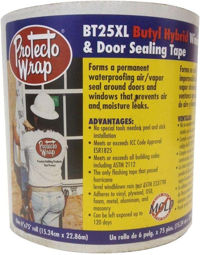 Protecto Wrap BT25XL Window & Door Sealing Tape Roll Size 6 in. x 50 Ft.