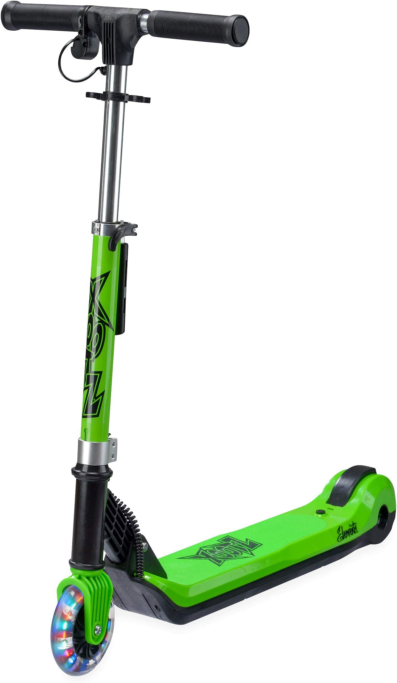 Xootz Kids Elements Electric Folding Scooter with LED Light Up Wheel and Collapsible Handlebars, Multiple Colours