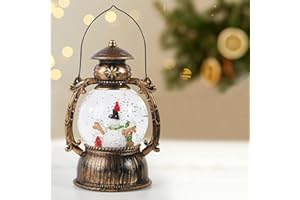 YUZUHOME Christmas Snowman Globe Lantern, Christmas Globe Lantern with Musical, Battery Operated Glittering Globe Lantern for Christmas Party Decoration