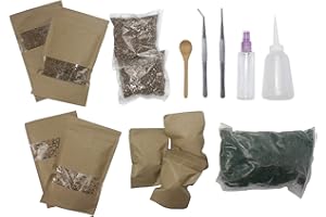 Terrarium Fairy Garden Kits - Create Your Own Living Terrarium - Full Set Include Moss Soil Carbonized Charcoal and Tools