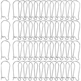 SOFPLATE 1 Box 120Pcs Kidney Earring Finding Teardrop Earring Wires Stainless Steel U Shaped Hoop Wires Long Earring Hooks Dangle Silver Earring Wires for Jewelry Making Supplies DIY Craft Beginner