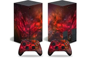 DOMILINA Full Body Vinyl Skin Stickers Decal Cover for Series X Console & Controllers(Red Cloud)