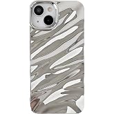 Caseative for iPhone 13 Case, Silver | Water Ripple Pattern Curly Wave Shape Soft