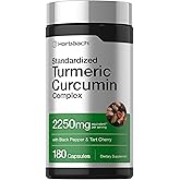 Horb&auml;ach Turmeric Curcumin Supplement | 180 Capsules | with Black Pepper &amp; Tart Cherry | Non-GMO &amp; Gluten Free
