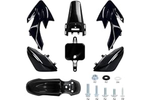 Podoy CRF50 Body Fender Kit for Compatible with XR50 XR 50 CRF 50 SDG SSR Pit Dirt Motor Trail Bike Black with Bolt Work Fairing Plastic (black)