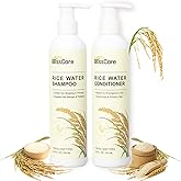 Rice Water Shampoo and Conditioner Set, Strengthen and Revitalize Hair, Nourish Damaged Hair for Women and Men, Hair Care, Restore Shine, Infused with Biotin, Citrus Peel, Rosemary