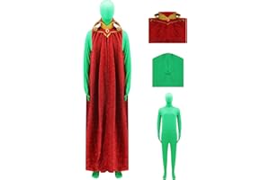 Tvnxdgl Martian Costume Mens Green Alien Cosplay Bodysuit with Cloak Full Body Greenman Suit for Adult Halloween Fancy Dress