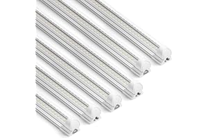 Barrina 4FT LED Shop Light, 40W 5500LM 6500K, Clear Cover Linkable LED Tube Lights, V Shape T8 LED Lighting Fixture, LED Ceil