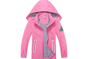 IjnUhb Boys Rain Jacket with Detachable Hood Lightweight Raincoats for Kids