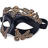 Derlinvine Masquerade Mask for Men, Men's Roman Greek Venetian Half Face Ball Mask for Mardi Gras Prom Cosplay Party Props - Black Copper