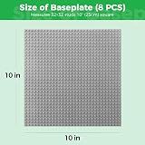 Lekebaby 12 Pcs Grey Base Plates 10x10 32x32 Stud Compatible ABS Plastic view 7