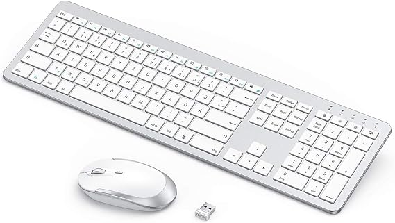Lekvey Kabelloses Tastatur Maus Set - Ultraslim Design, QWERTZ Layout, Wiederaufladbar