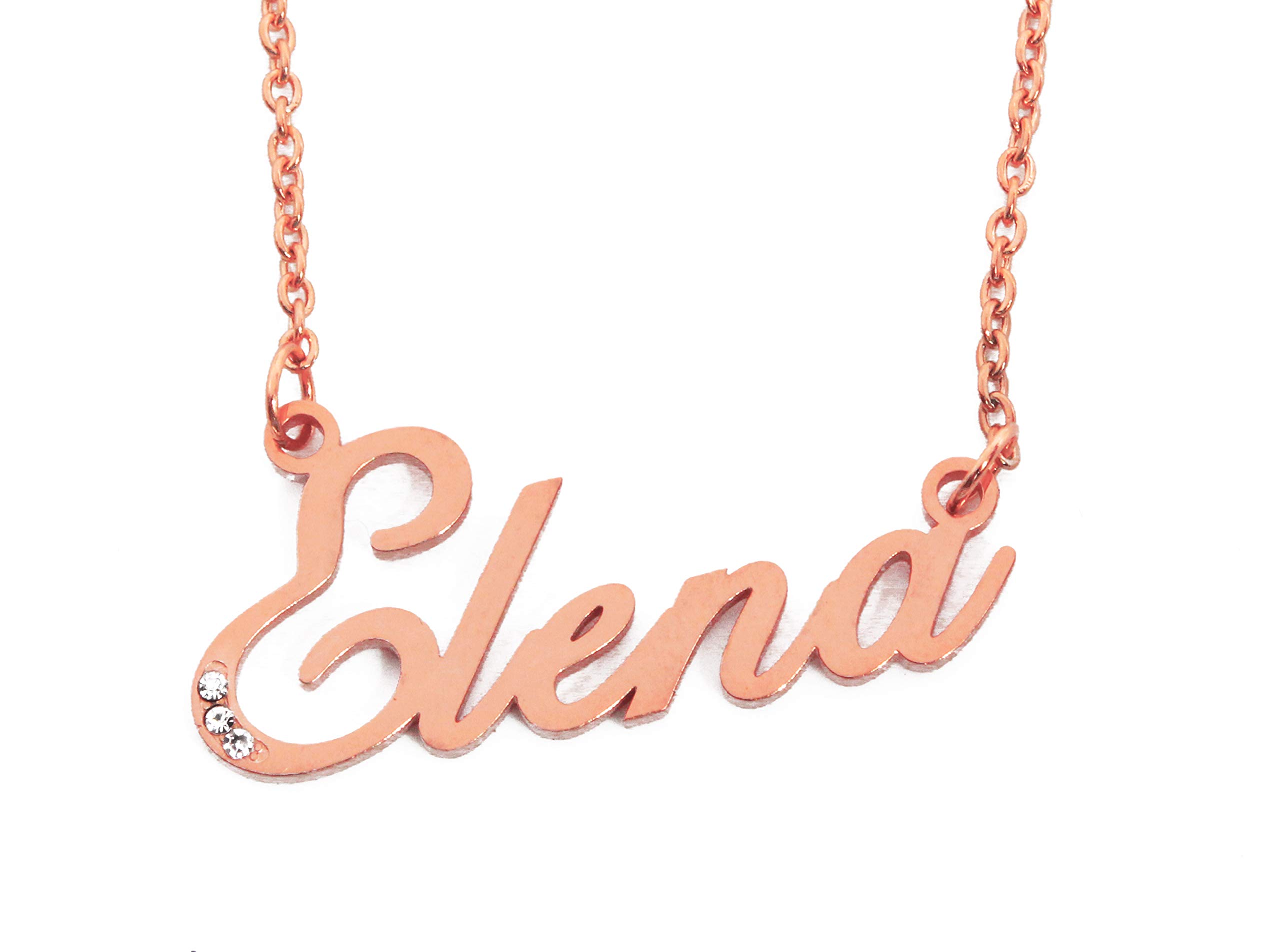 Kigu Elena Personalised Name Necklace - 18ct Rose Gold Plated - Custom Necklace Gift - Incl Gift Packaging