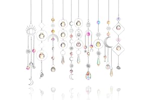 YSLEEN Hanging Crystals Suncatcher Prism Light Catcher Crystal Window Sun Catcher Chandelier Pendant Ornament for Garden Home Office Party Decoration (Silver, 10 Pieces)
