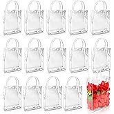 BadenBach 24 PCS Small Clear Gift Bags with Handle,9.1" x 6.7" x 2.8",Transparent Plastic Gift Wrap Bags Reusable Clear Party Favor Goodie Bag for Boutique Wedding Birthday Baby Shower Valentine's Day