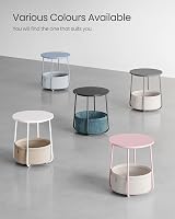VASAGLE Round End Table with Fabric Basket Cement Grey Cloud White LET223G49 view 8