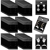 HAPY SHOP 200 PCS Black Velvet Plastic Display Cards Earring Card Holder with Back Hook for Earring Display and Organization
