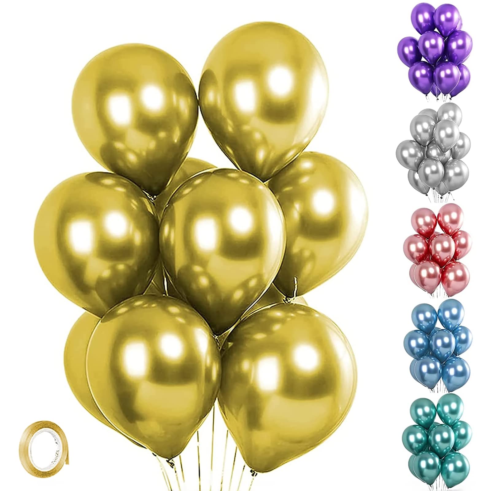 Unisun Metallic Balloons, 20 PCS 12 Inch Thick Chrome Metallic Gold Balloons Helium Shiny Balloon for Birthday Baby Shower Wedding Anniversary Festival Carnival Party Decorations (Gold)