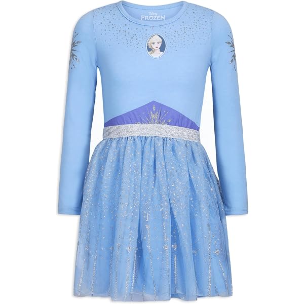 Amazon.com: Disney Frozen, Minnie Mouse, Princess Girls Long Sleeve Dress  for Toddlers and Big Kids Blue: Clothing, Shoes & Jewelry