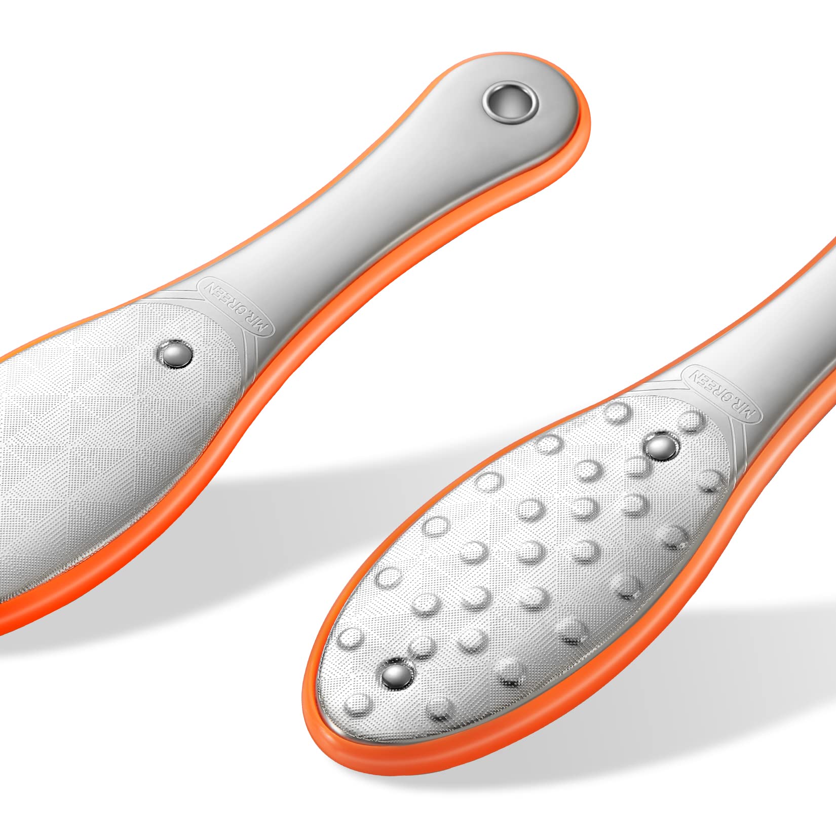 MR.GREEN Foot File for Hard Skin and Calluses Foot File, Double Sided Professional Stainless Steel Pedicure Foot Care Tool Foot Scraper(Orange)