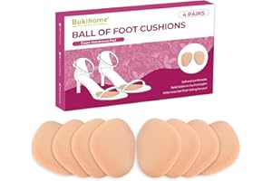 Ball of Foot Cushion Pads for Women - Bukihome 4-Pair Metatarsal Pads Prevent and Alleviate Ball-of-Foot Pain, Non-Slip Prevent Sliding Forward Forefoot Cushions for High Heels, Sandals (Pink)