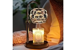 TSJ HOME Candle Warmer Lamp with Timer Adjustable - Height Candle Warmer, Dimmer, Vintage Glass Wax Melting Lamps for Home Decor, for Candles in Jars with 2 Bulbs