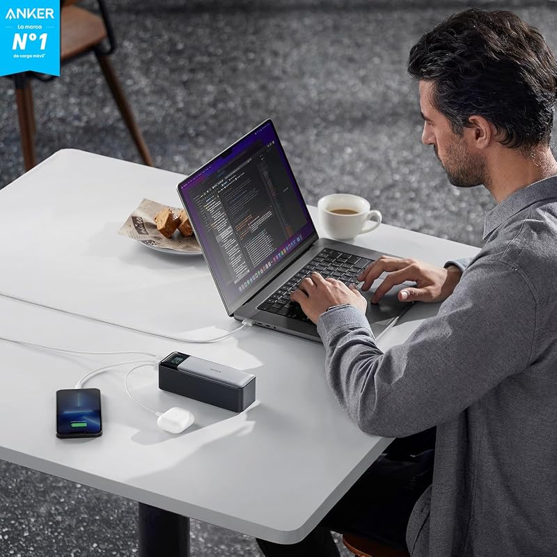 Anker power bank quick charge 737, carregador portátil de 24.000 mah com 3 portas, 140 w, compatível com iphone série 15, samsung, macbook, etc.