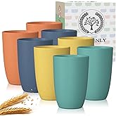 Homienly Plastic Cups Alternative, Unbreakable 20 OZ Wheat Straw Cups-Set of 8, Reusable Lightweight Drinking Glasses for Water, Juice, Dishwasher Safe Cups Sets for Kitchen, Outdoor, RV(Multi)