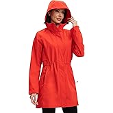 ATLASLAVA Rain Jacket Women Waterproof Long Raincoat Hood Lightweight Windbreaker Outdoor Coat S-3XL