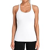ATTRACO Ribbed Workout Tank Tops for Women with Built in Bra Tight Racerback Scoop Neck Athletic Top