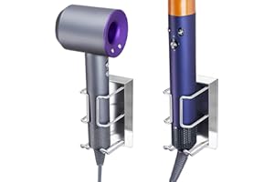 Oukimly Hair Dryer and Straightener Holder Wall Mounted, Curling Iron Holder Adhesive, Blow Dryer Holder Wall, Bathroom Hair Tool Organizer for Flat Irons, Curling Wands, Styling Tools (1, Silver)