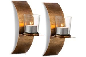 Sziqiqi Rustic Wall Candle Holder for Tealight Candles - Rustic Gold and Bronze Wall Mounted Candle Sconces Decorative Metal Wall Decor for Bathroom Hallway Entryway