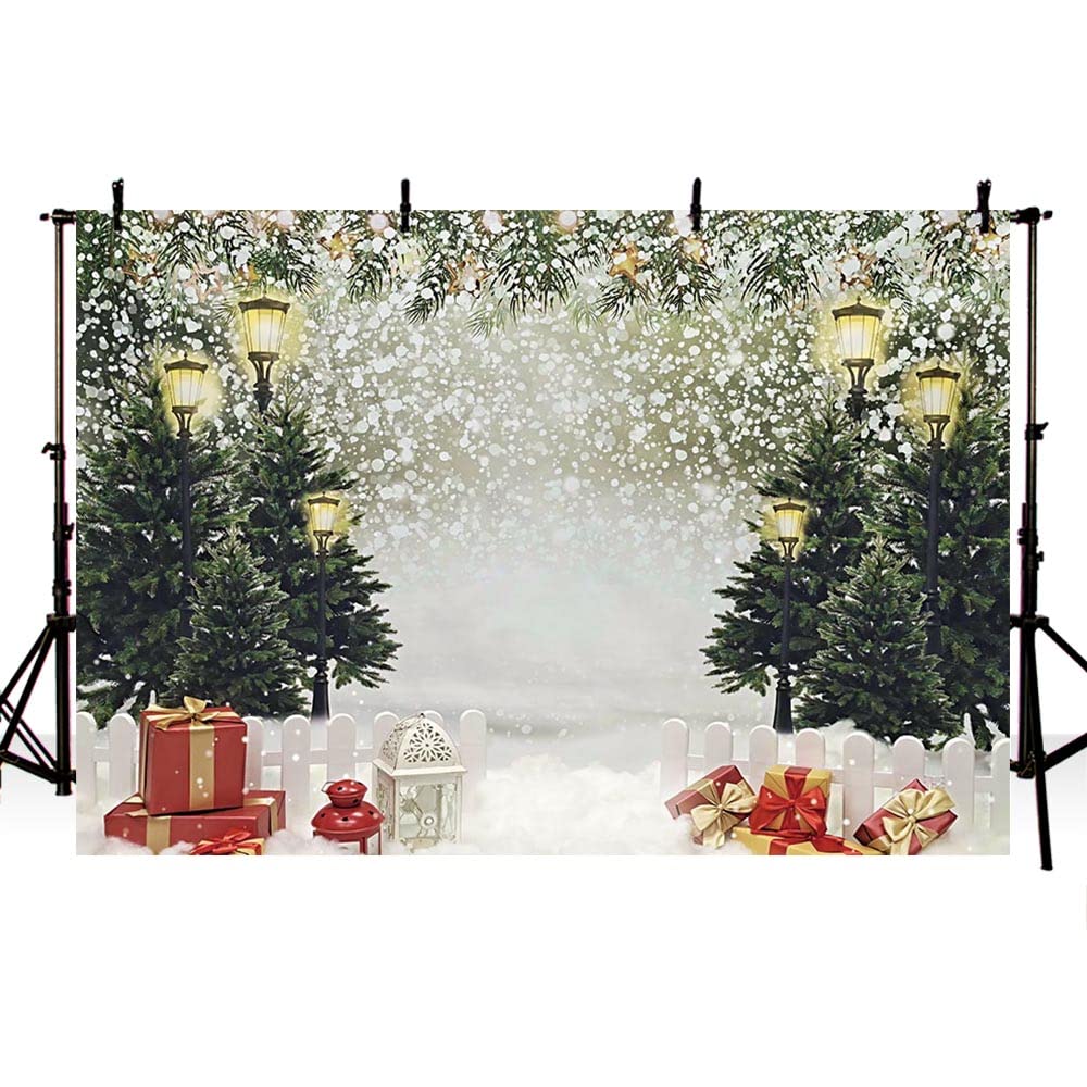 MEHOFOND 10x7ft Winter Christmas Backdrop for Photography Snowy Natural Forest Portrait Decoration Background Gifts Light Cedar Merry Christmas Party Banner Photo Booth Studio Props