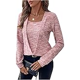 SHENHE Women's Long Sleeve Waffle Knit Sweatshirt Dressy Casual Going Out Pullover Top