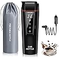 Car Electric Kettle: 12V/24V Portable Water Boiler Heated Travel Mug,Multiple Temperature Adjustable Coffee Tea Truck Cup with 304 Stainless Steel Dry Burn Protection & Handy Cup Bag