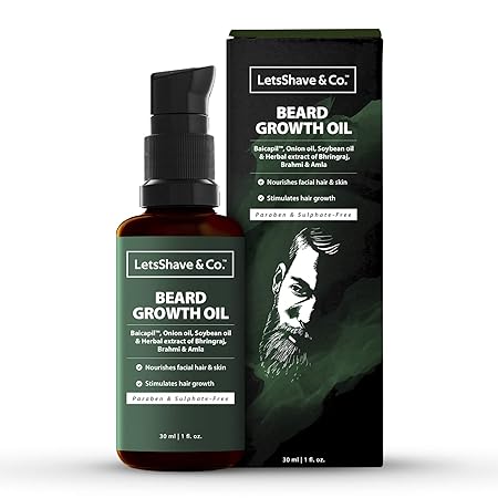 LetsShave & Co. Beard Growth & Nourish Oil for men, Stimulates hair growth & nourishes skin, 30 ml