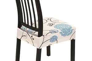 NIBESSER Dining Chair Seat Covers Set of 6,Stretch Soft Removable Washable Chairs Covers for Dining Room, Seat Cushion Slipcovers Protector for Kitchen Armless Chairs (No Rear,Ball Flower)