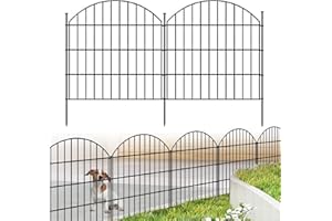 FOREHOGAR Metal Garden Fence 28in (H) x 11.7ft (L), 5 Panels + 6 Stakes Rustproof Border Fence Animal Barrier for Dog, No Dig Garden Fencing for Yard Flower Bed Patio Outdoor, CTW2828 Black