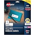 Avery Address Labels with Sure Feed and Easy Peel Technology, Glossy White Labels, 1" x 2-5/8", Permanent Adhesive, Laser/Inkjet, 300 Glossy Labels (6525)