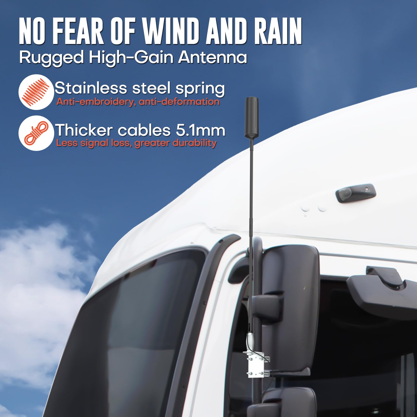 Cell Phone Signal Booster for Trucks and SUVs | Boosts 5G & 4G LTE for All Carriers - Verizon, AT&T, T-Mobile & More | Weatherproof Antenna | Ultra-Stable Booster | FCC Approved