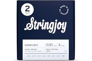 Stringjoy 8 String Heavy Bottom Light Gauge Signatures Nickel Electric Guitar Strings 10-85 HVY108, Balanced & Powerful, 2-Pack