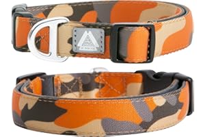 JC HOUSE Soft Padded Dog Collar, Neck 16’’-25’’, Adjustable Heavy Duty Collar with 3M Reflective Logo for Medium, Large Dogs, Camo Orange, L