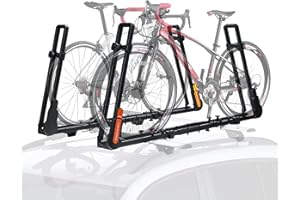 TOOENJOY Rooftop Bike Rack for Car SUV, Upright Roof Mount Bicycle Rack with 2 Arms for Movable Crossbar, 2 Bike Carrier