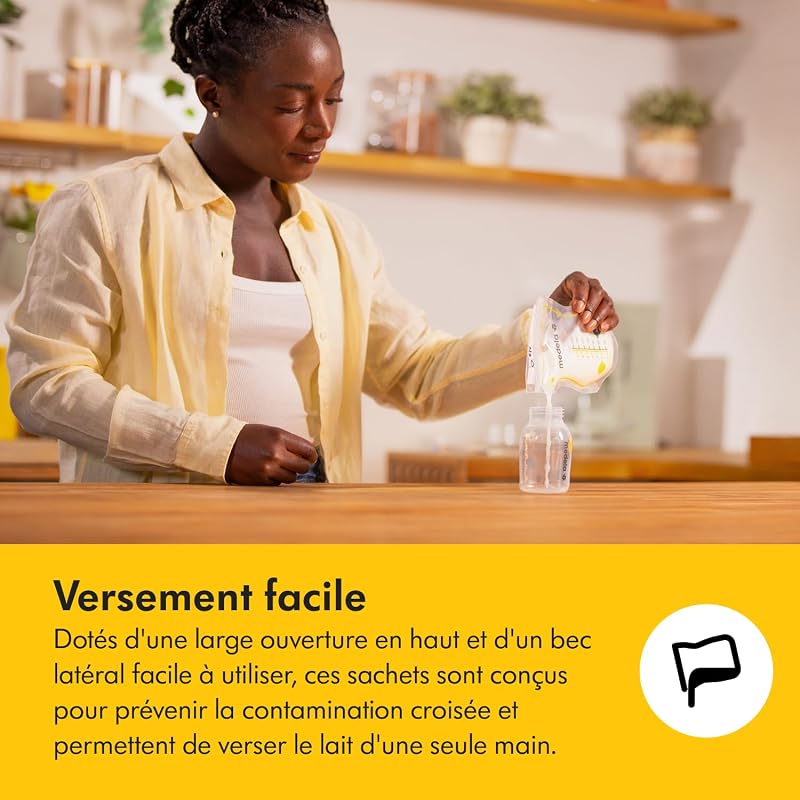 sachets de conservation pour lait maternel Easy Pour, capacité de 210 ml, conception anti-fuite avec protection du lait, fabriqués sans BPA, jetables, lot de 100