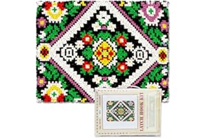 ORIGACH Aesthetic Flower Latch Hook Rug Kit for Adults Printed Rug Making Kit Handmade Carpet Tapestry Cover with Hook Latch 