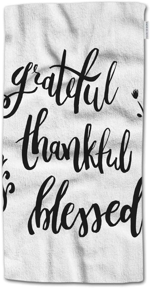 Hgod Designs Citation De Serviette De Bain Inscription En Anglais Grateful Thankful Blessed Serviette De Bain Couverture De Plage 167 2 Cm L X 32 W 30 X15 Towel A2 2402 Amazon Fr Cuisine
