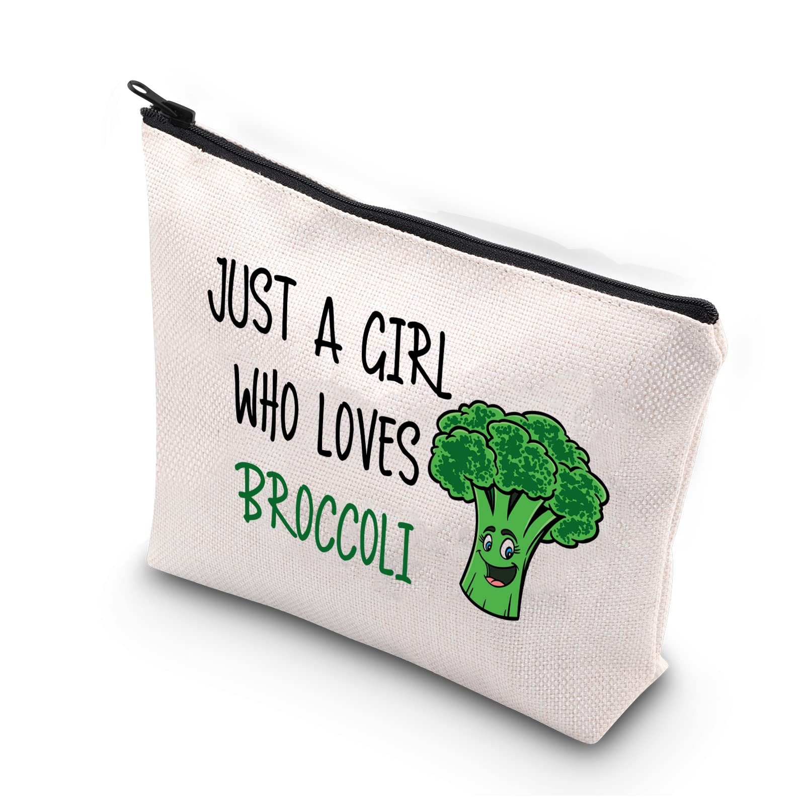 PLITI Broccoli Gift Just a Girl Who Loves Broccoli Cosmetic Bag for Women Girls Friend Family Coworker Broccoli Lover Gift (Girl Loves broccoliU)