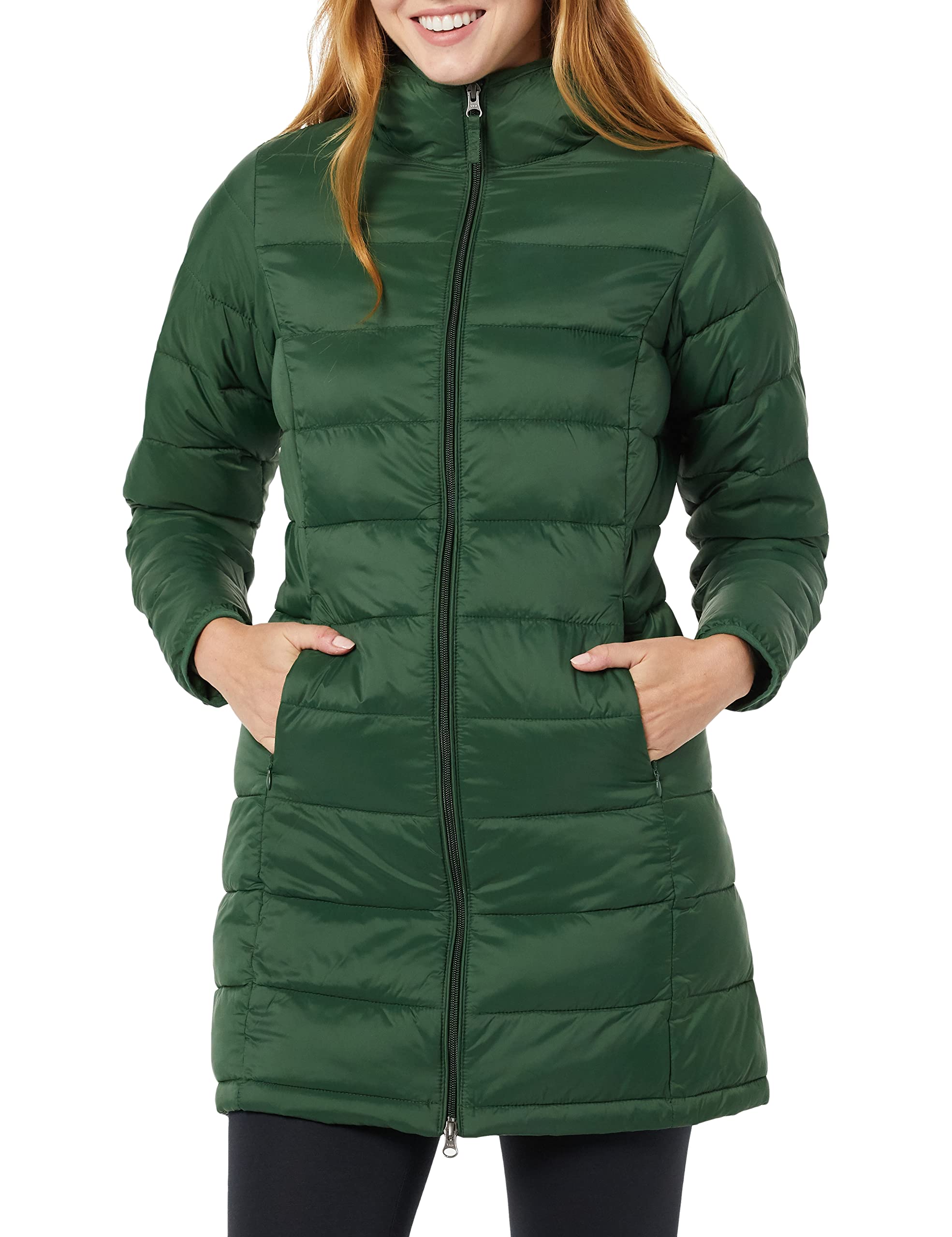 Photo 1 of Amazon Essentials Women's Lightweight Water-Resistant Packable Hooded Puffer Coat (Available in Plus Size), Dark Green, Small