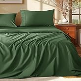 Shilucheng 100% Egyptian Cotton King Size Sheets Set - 1000 Thread Count,Luxury Cotton Bed Sheets,Breathable & Cooling Bedding and Pillow Cases, 16 Inch Deep Pocket - 4 Piece(Olive Green,King)